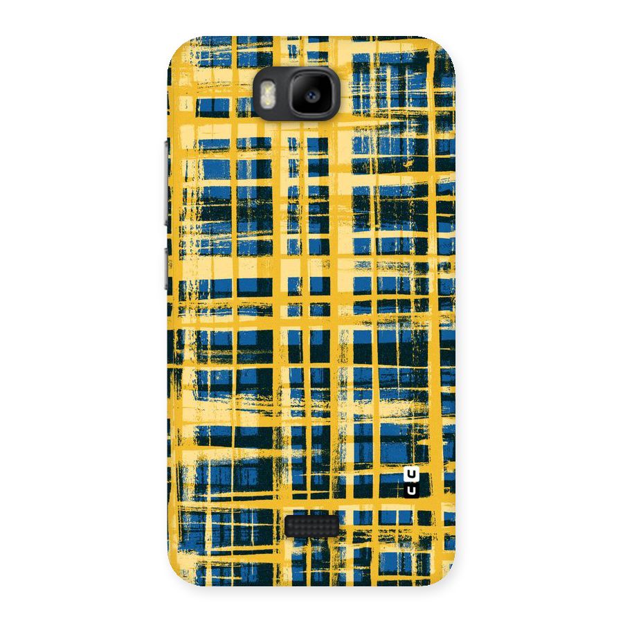 Yellow Rugged Check Design Back Case for Honor Bee