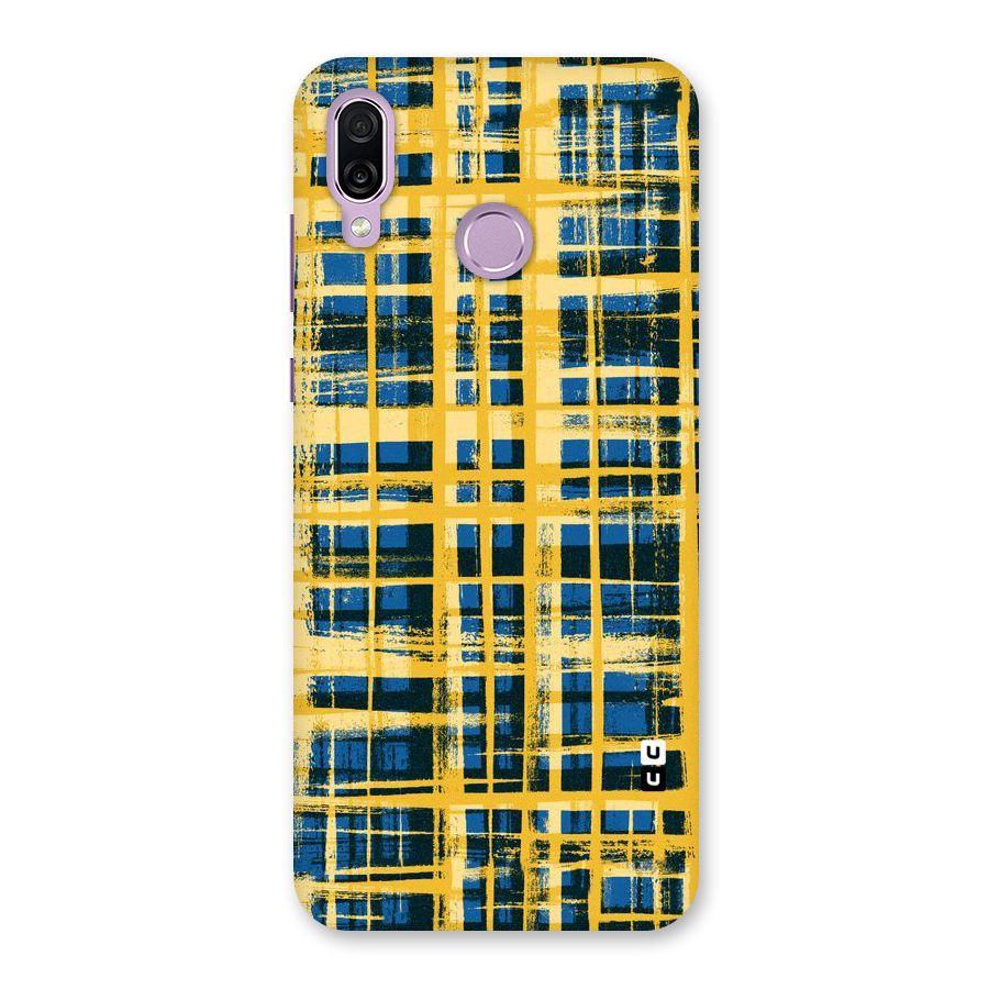 Yellow Rugged Check Design Back Case for Honor Play