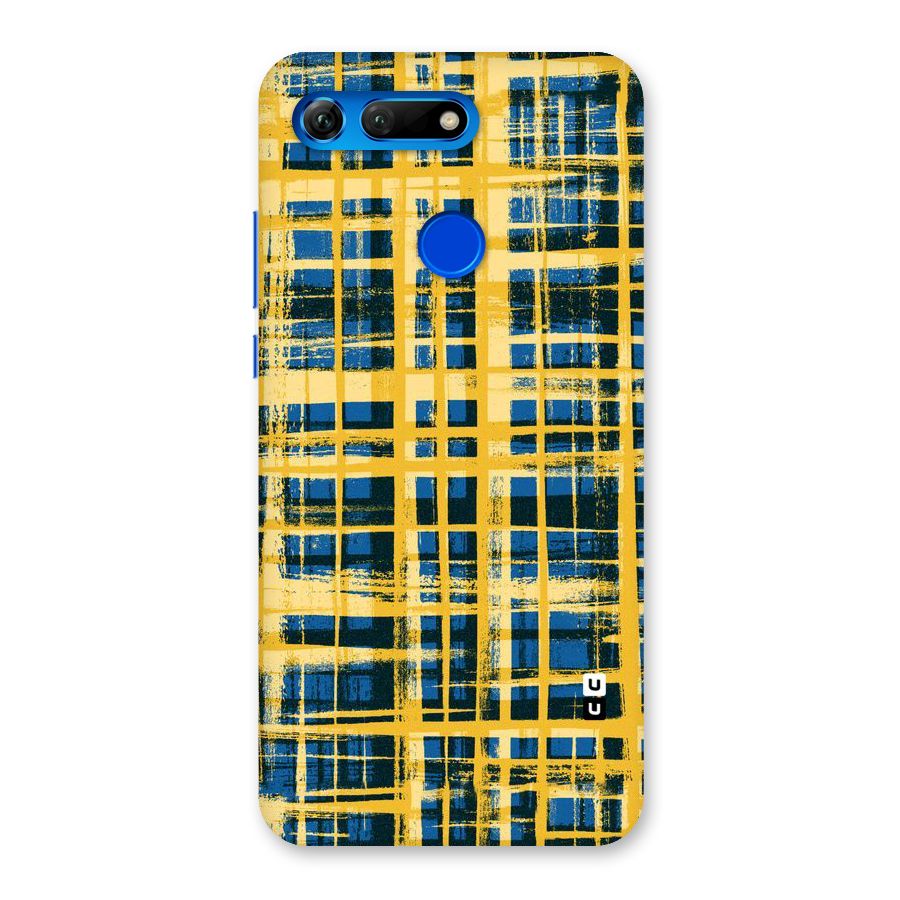 Yellow Rugged Check Design Back Case for Honor View 20