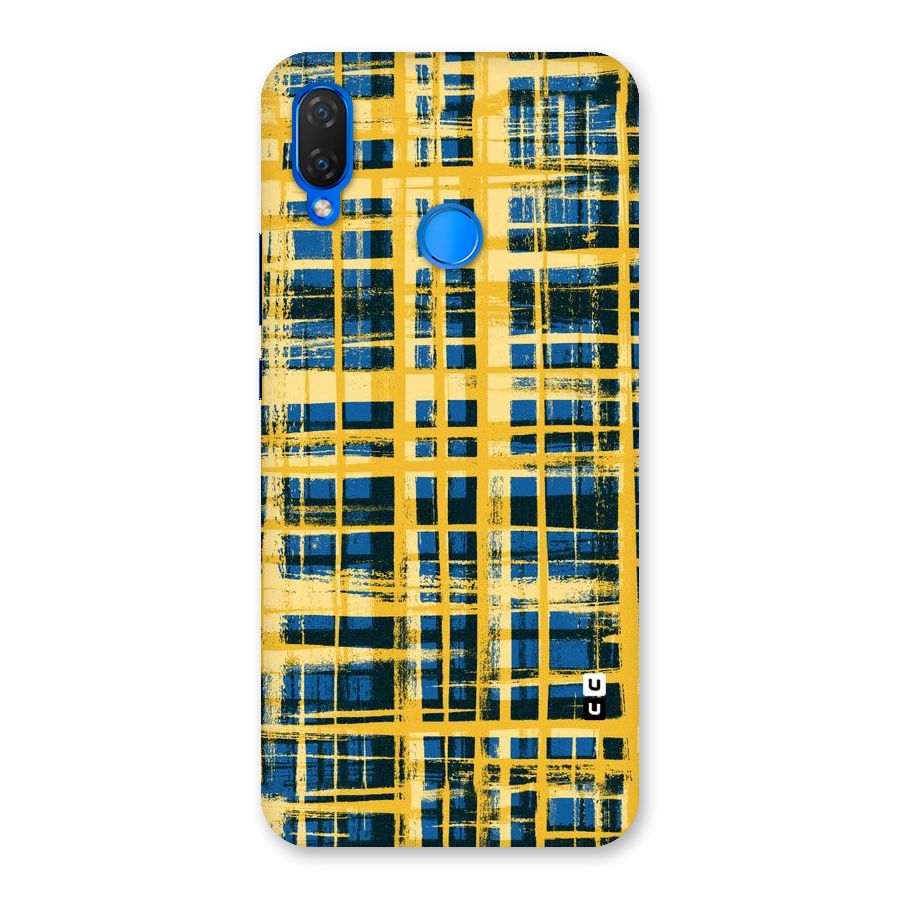 Yellow Rugged Check Design Back Case for Huawei P Smart+