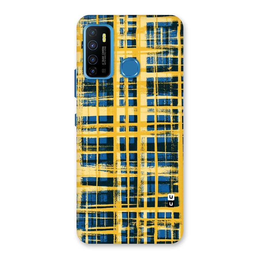 Yellow Rugged Check Design Back Case for Infinix Hot 9
