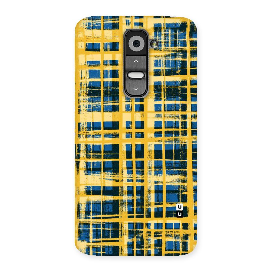 Yellow Rugged Check Design Back Case for LG G2