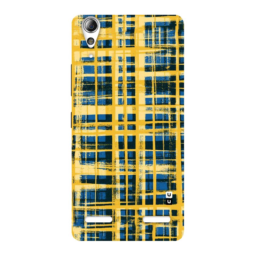 Yellow Rugged Check Design Back Case for Lenovo A6000