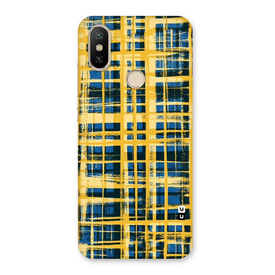 Yellow Rugged Check Design Back Case for Mi A2