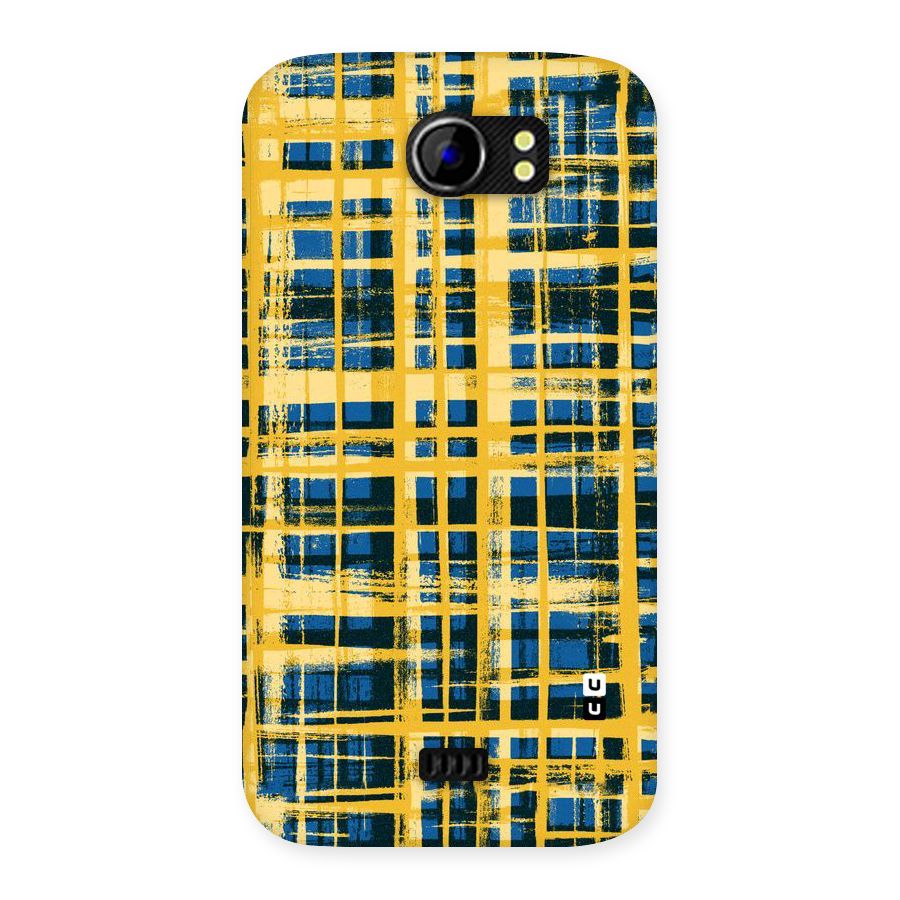 Yellow Rugged Check Design Back Case for Micromax Canvas 2 A110