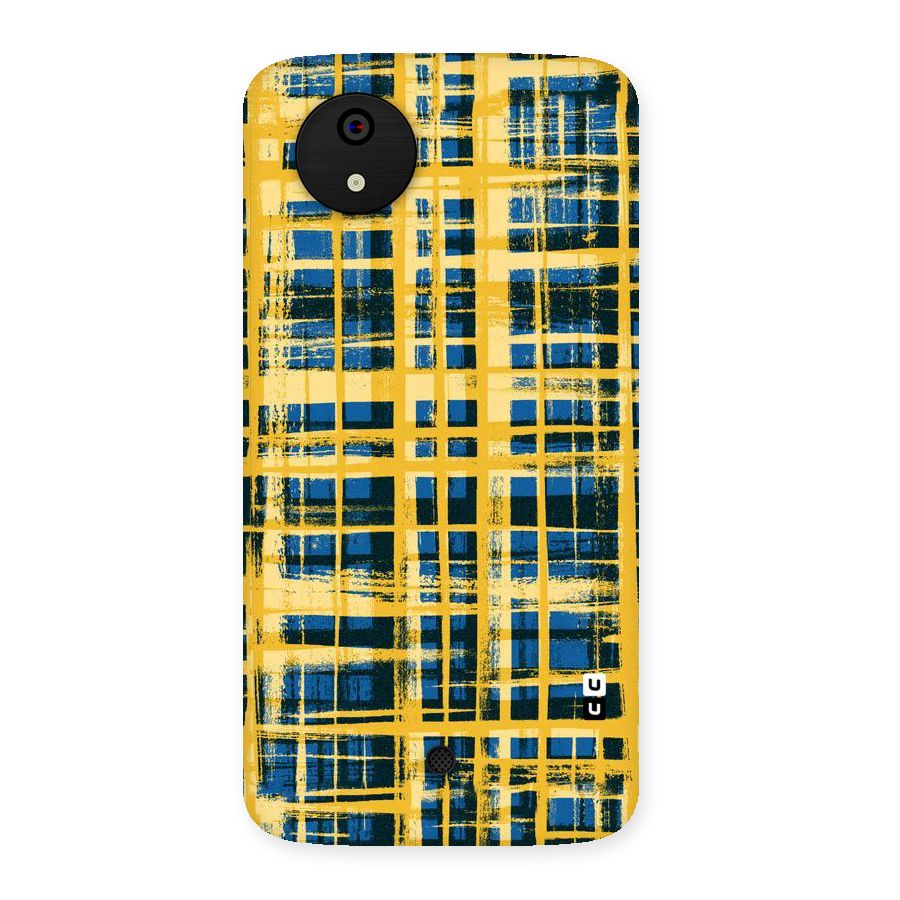 Yellow Rugged Check Design Back Case for Micromax Canvas A1