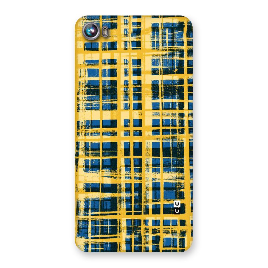 Yellow Rugged Check Design Back Case for Micromax Canvas Fire 4 A107