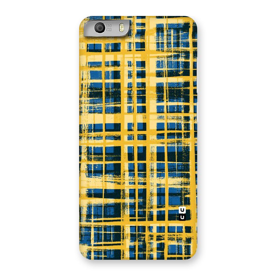 Yellow Rugged Check Design Back Case for Micromax Canvas Knight 2