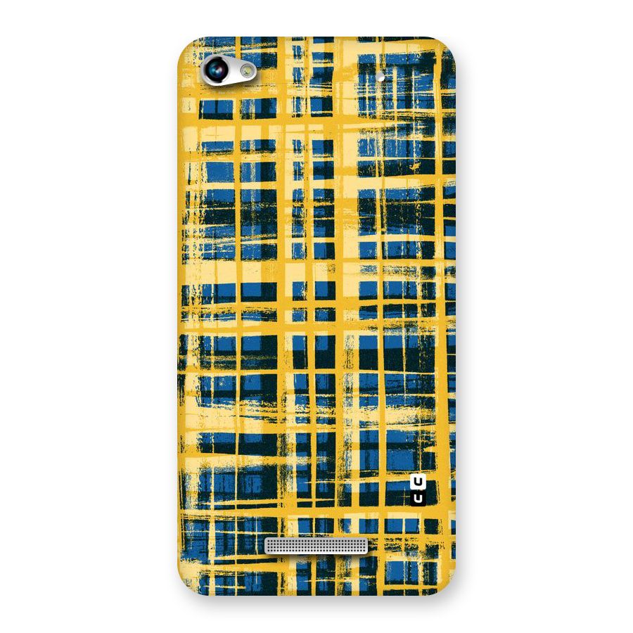 Yellow Rugged Check Design Back Case for Micromax Hue 2
