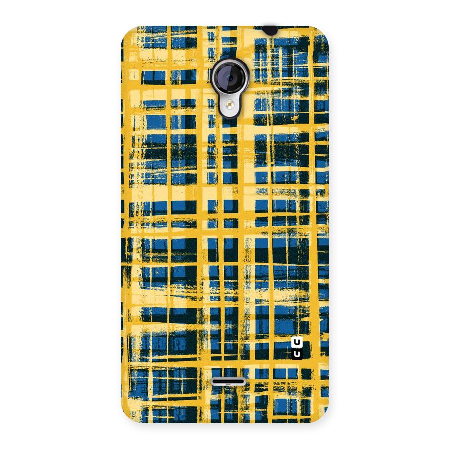 Yellow Rugged Check Design Back Case for Micromax Unite 2 A106