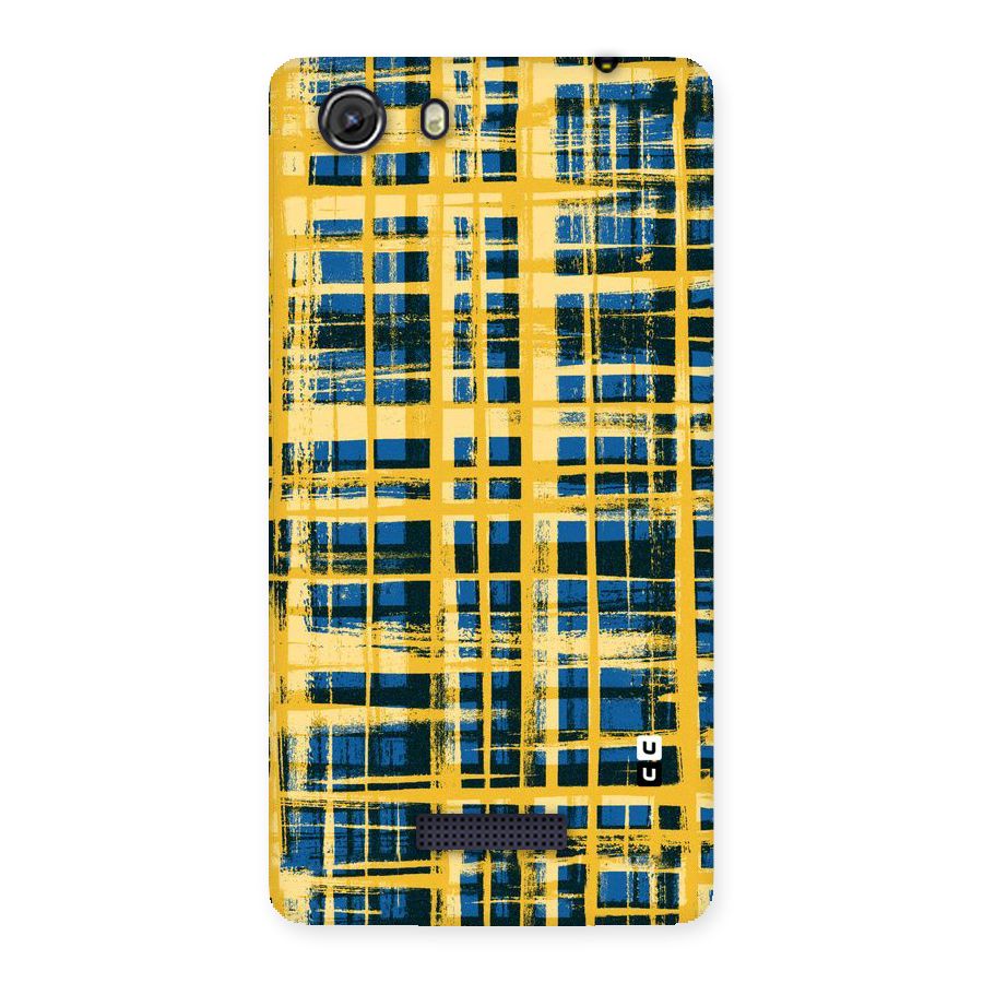 Yellow Rugged Check Design Back Case for Micromax Unite 3