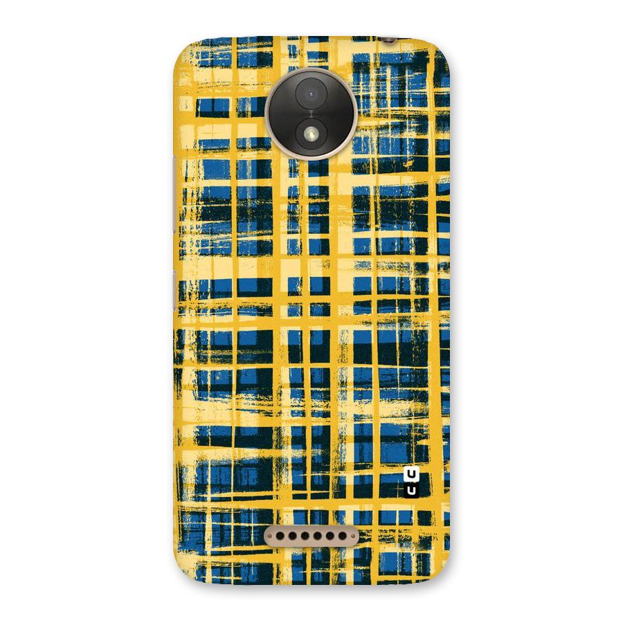 Yellow Rugged Check Design Back Case for Moto C Plus