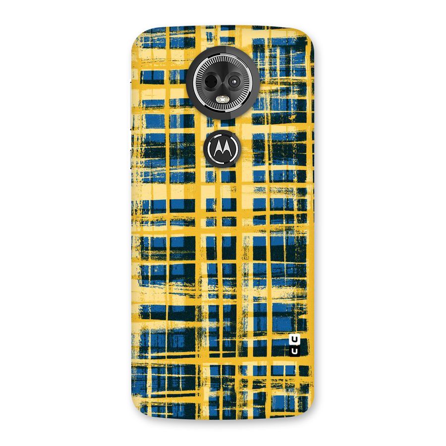 Yellow Rugged Check Design Back Case for Moto E5 Plus