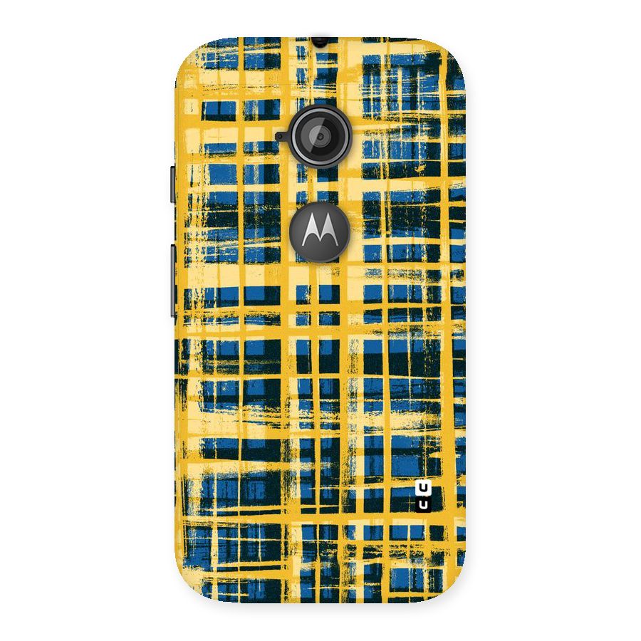 Yellow Rugged Check Design Back Case for Moto E 2nd Gen
