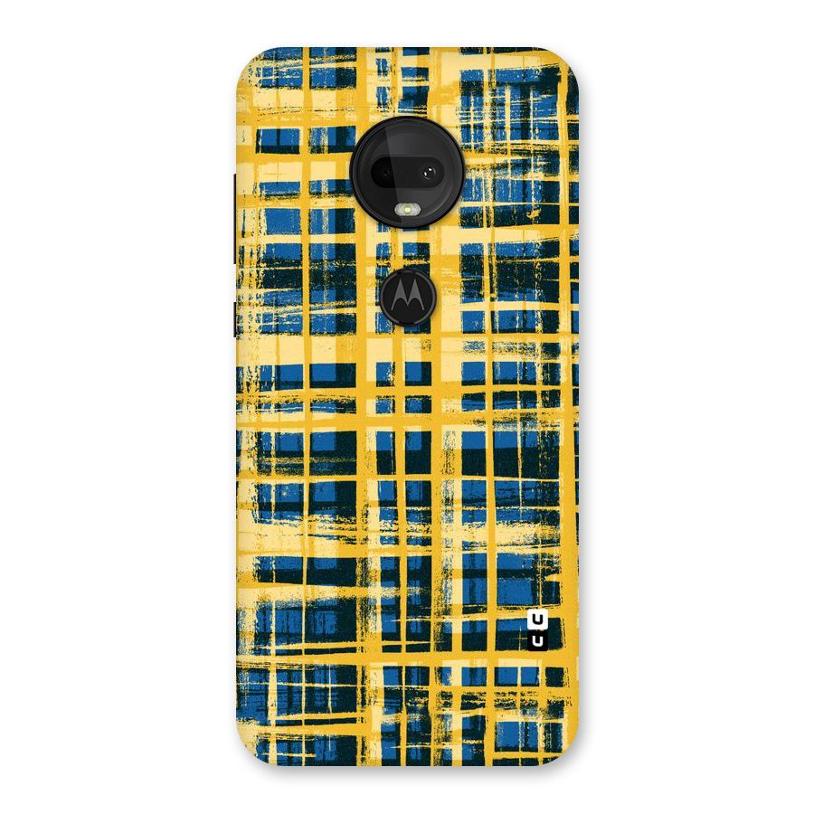 Yellow Rugged Check Design Back Case for Moto G7