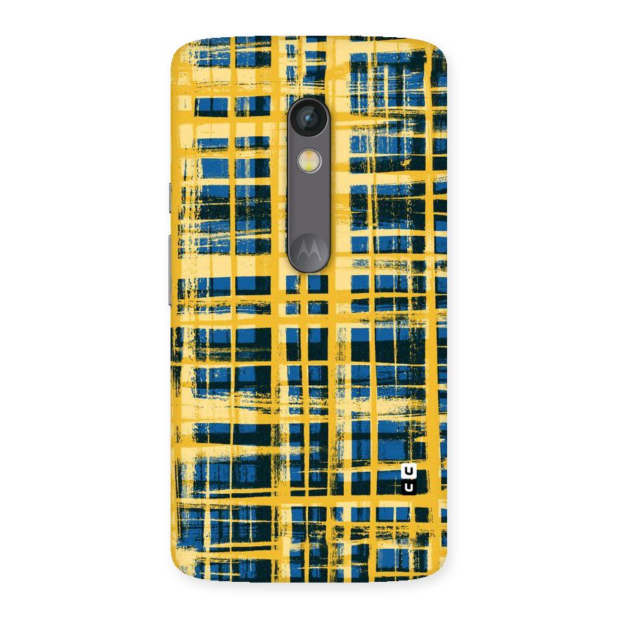 Yellow Rugged Check Design Back Case for Moto X Play