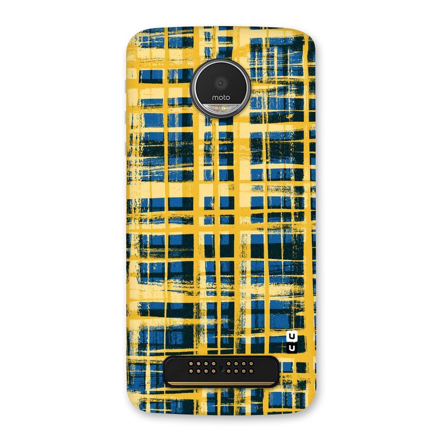 Yellow Rugged Check Design Back Case for Moto Z Play