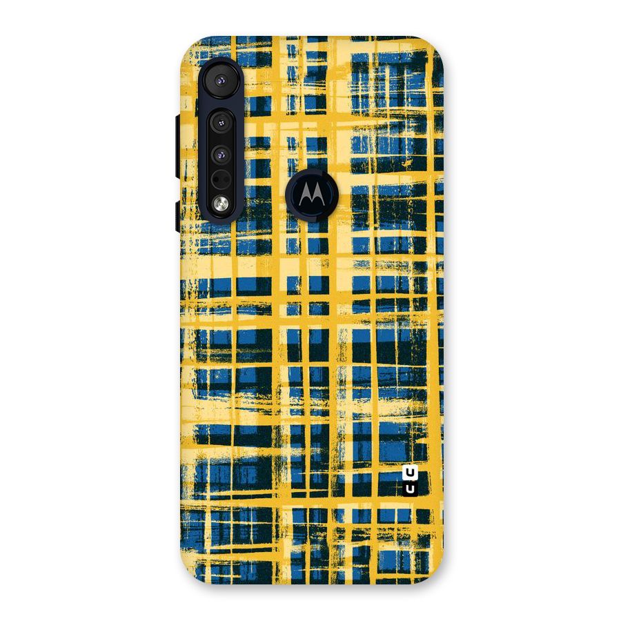 Yellow Rugged Check Design Back Case for Motorola One Macro
