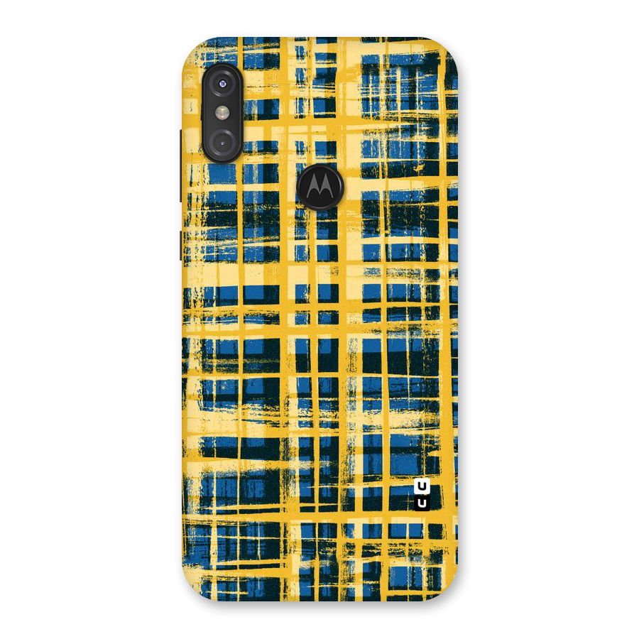 Yellow Rugged Check Design Back Case for Motorola One Power