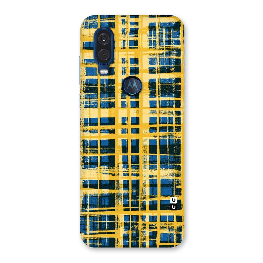 Yellow Rugged Check Design Back Case for Motorola One Vision