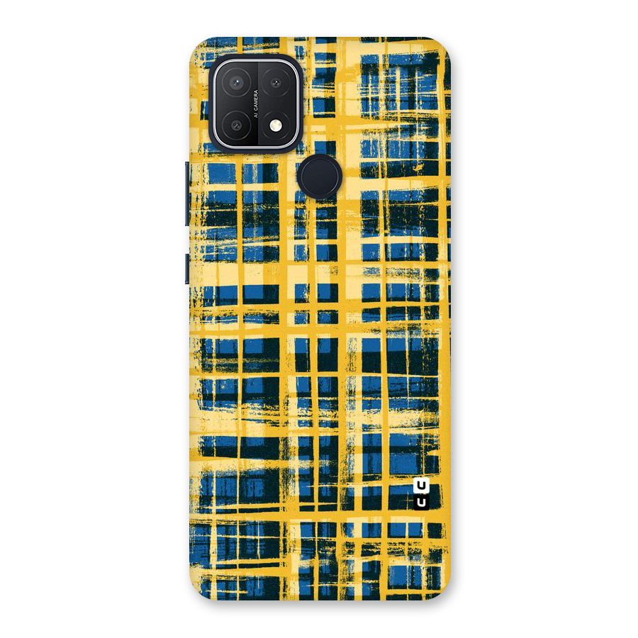 Yellow Rugged Check Design Back Case for Oppo A15