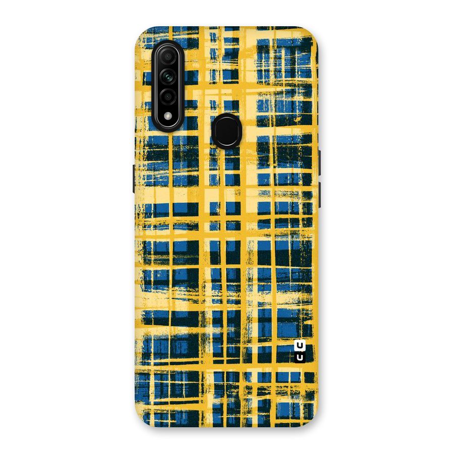 Yellow Rugged Check Design Back Case for Oppo A31