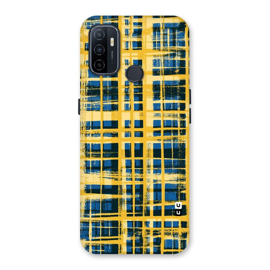 Yellow Rugged Check Design Back Case for Oppo A32