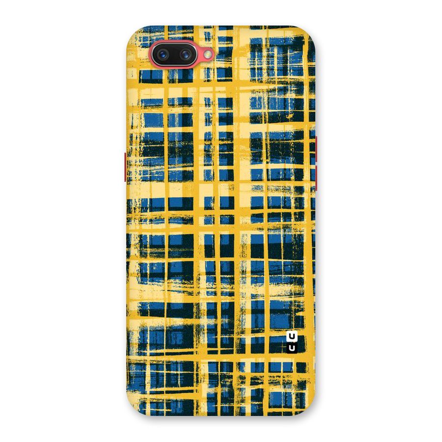 Yellow Rugged Check Design Back Case for Oppo A3s