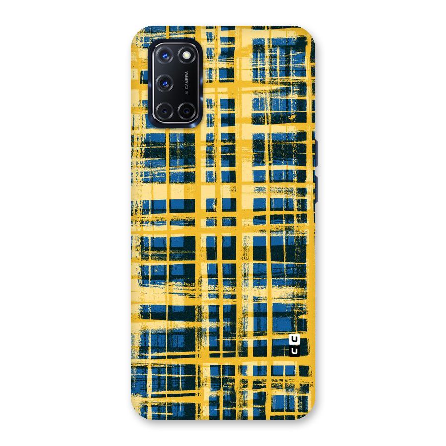 Yellow Rugged Check Design Back Case for Oppo A52