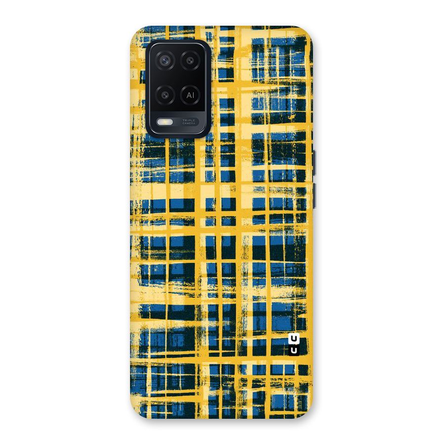 Yellow Rugged Check Design Back Case for Oppo A54