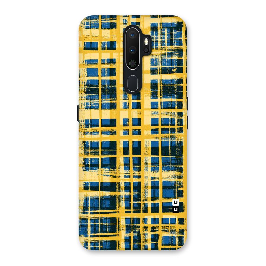 Yellow Rugged Check Design Back Case for Oppo A5 (2020)