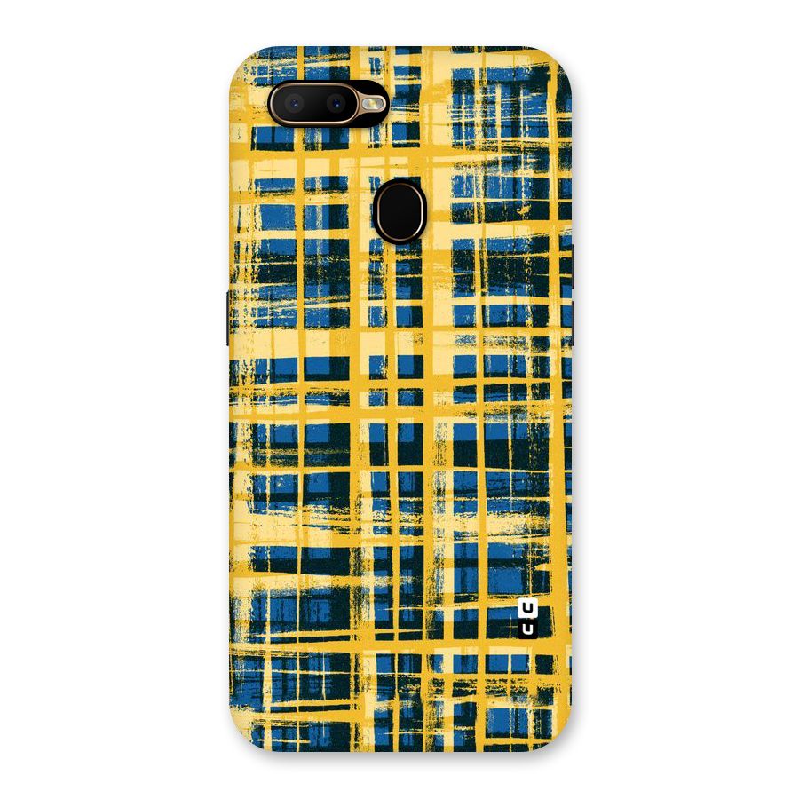 Yellow Rugged Check Design Back Case for Oppo A5s