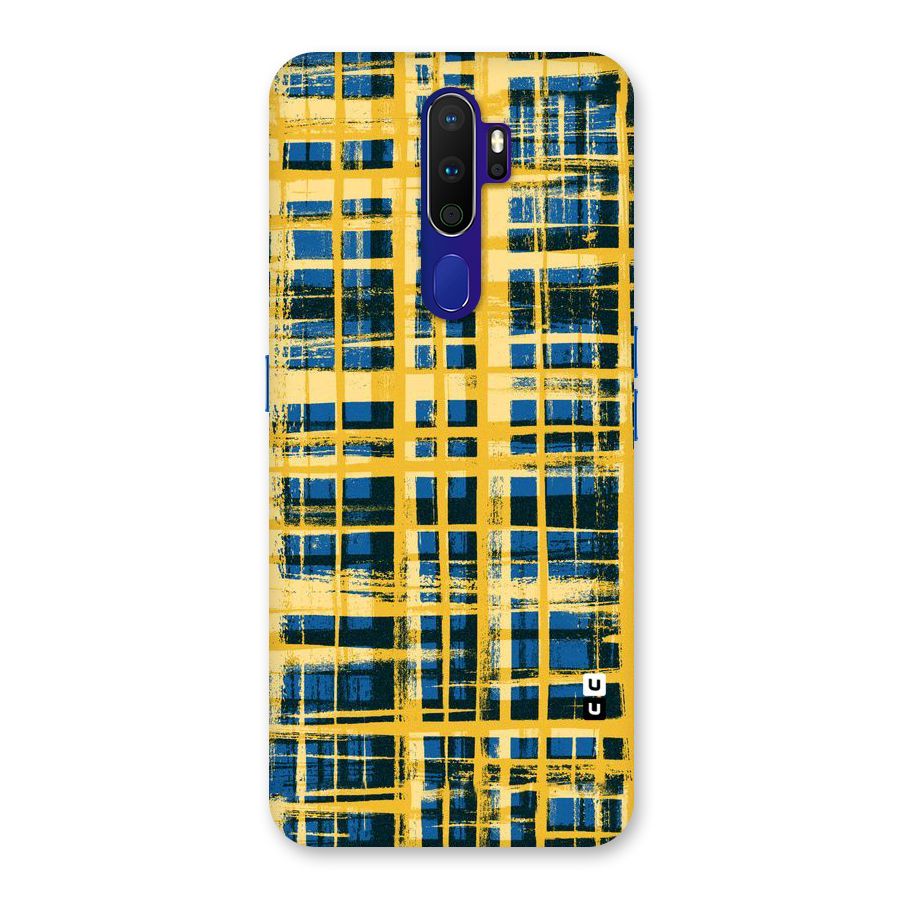Yellow Rugged Check Design Back Case for Oppo A9 (2020)