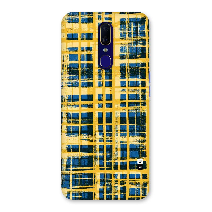 Yellow Rugged Check Design Back Case for Oppo F11