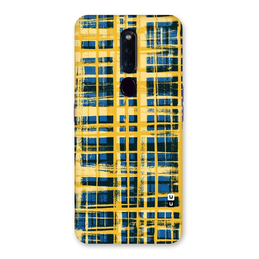 Yellow Rugged Check Design Back Case for Oppo F11 Pro