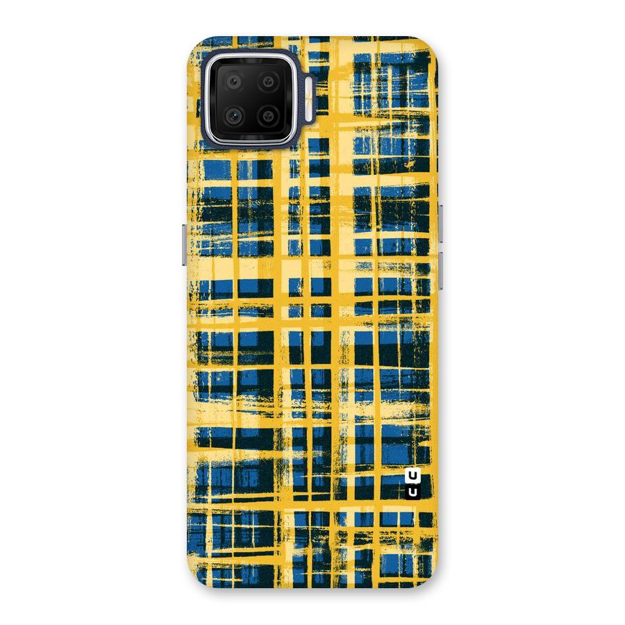 Yellow Rugged Check Design Back Case for Oppo F17