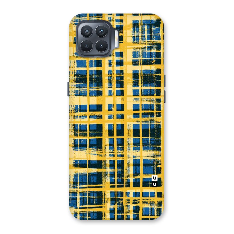 Yellow Rugged Check Design Back Case for Oppo F17 Pro