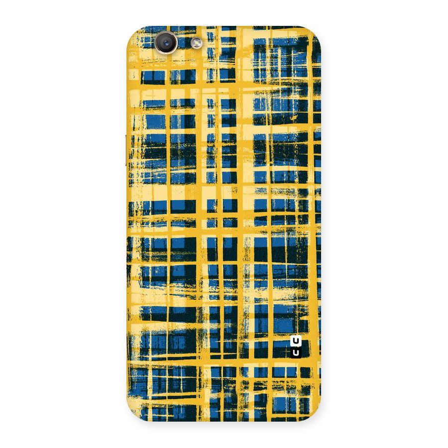 Yellow Rugged Check Design Back Case for Oppo F1s
