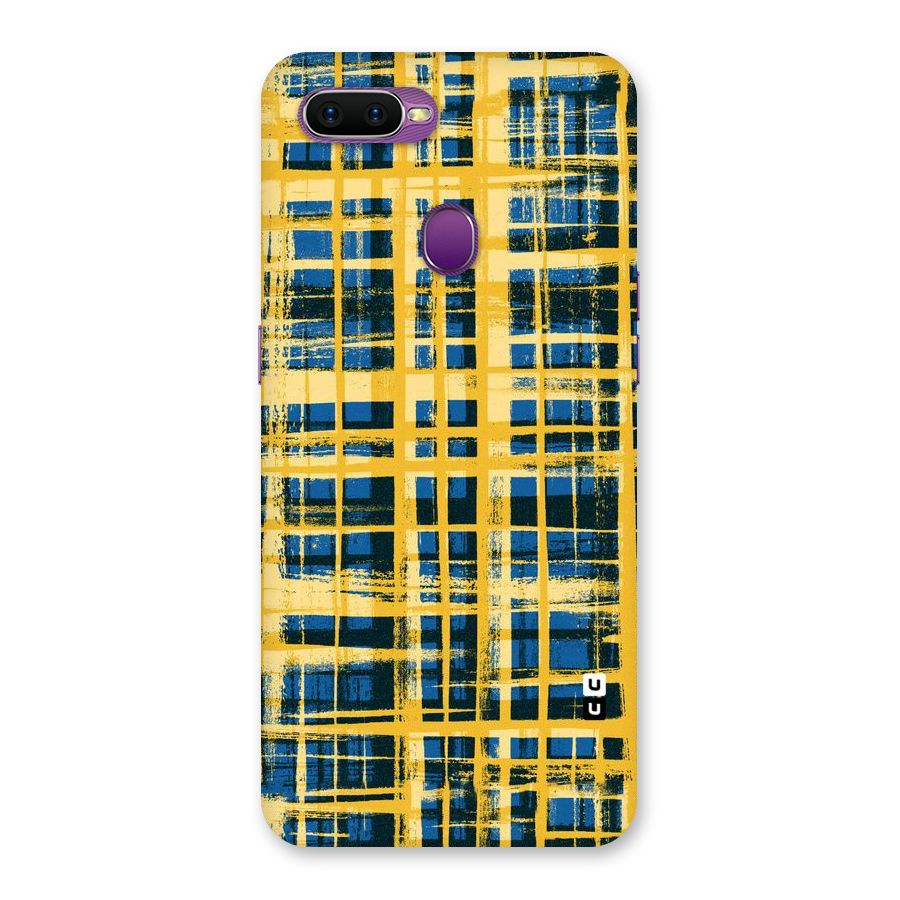 Yellow Rugged Check Design Back Case for Oppo F9