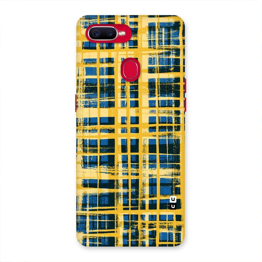Yellow Rugged Check Design Back Case for Oppo F9 Pro