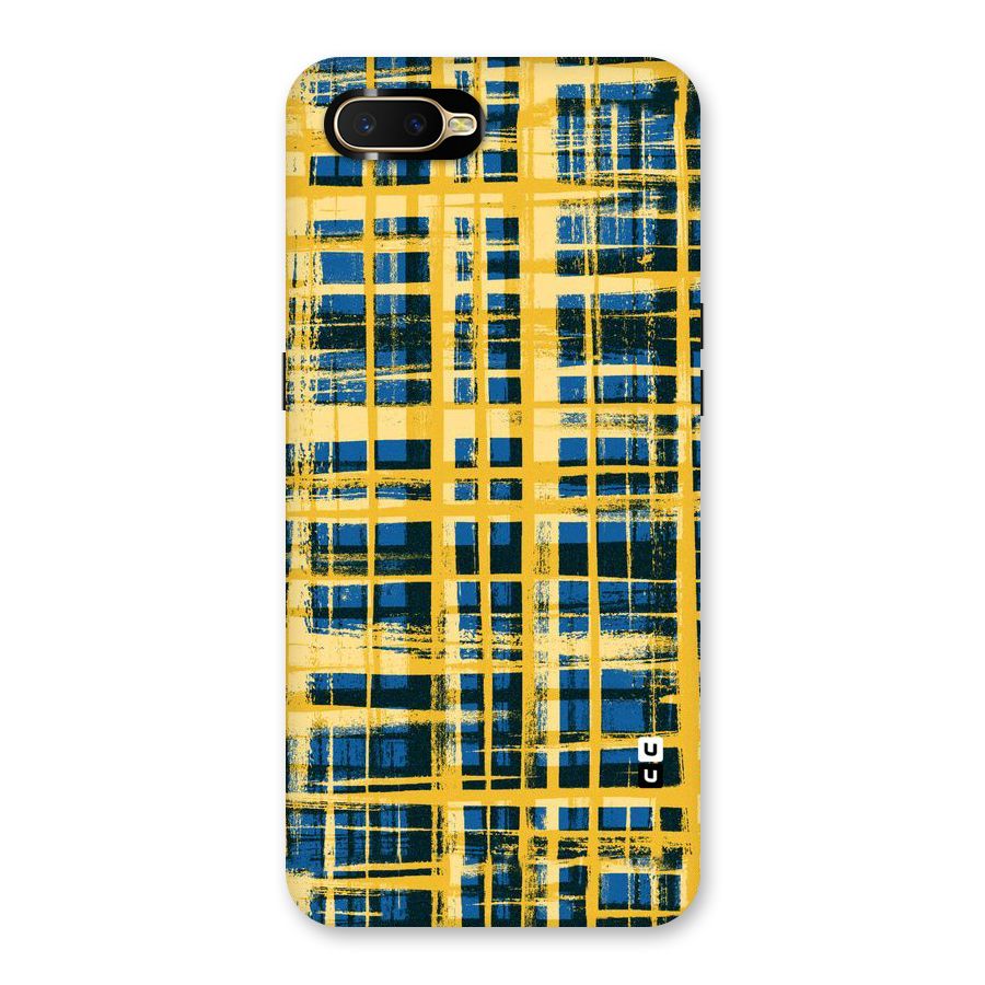 Yellow Rugged Check Design Back Case for Oppo K1