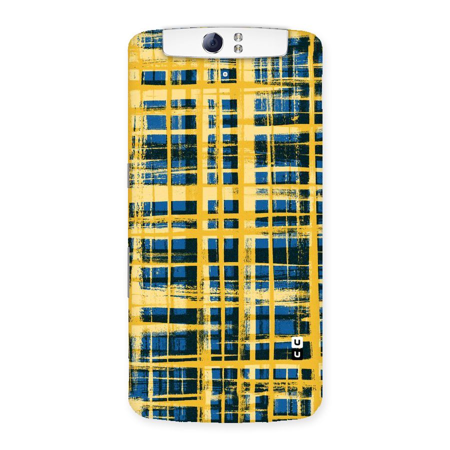 Yellow Rugged Check Design Back Case for Oppo N1