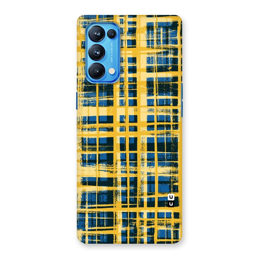 Yellow Rugged Check Design Back Case for Oppo Reno5 Pro 5G