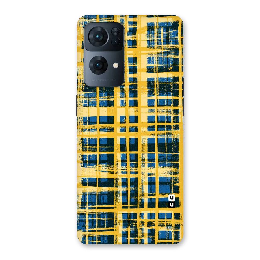Yellow Rugged Check Design Back Case for Oppo Reno7 Pro 5G