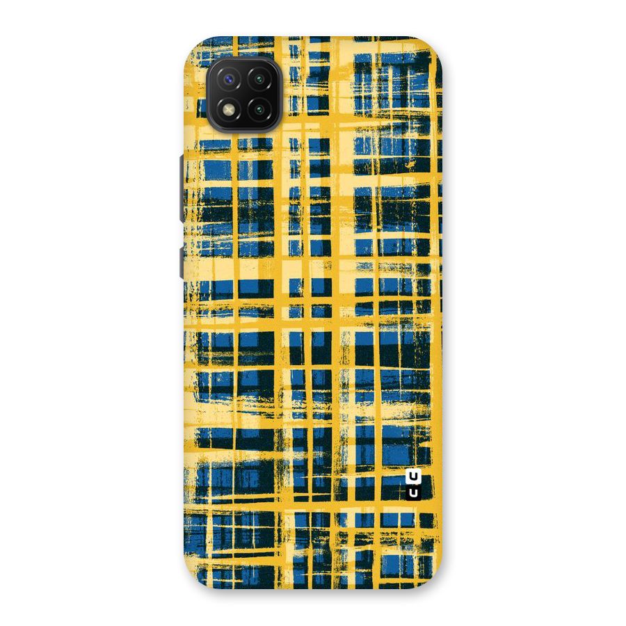 Yellow Rugged Check Design Back Case for Poco C3