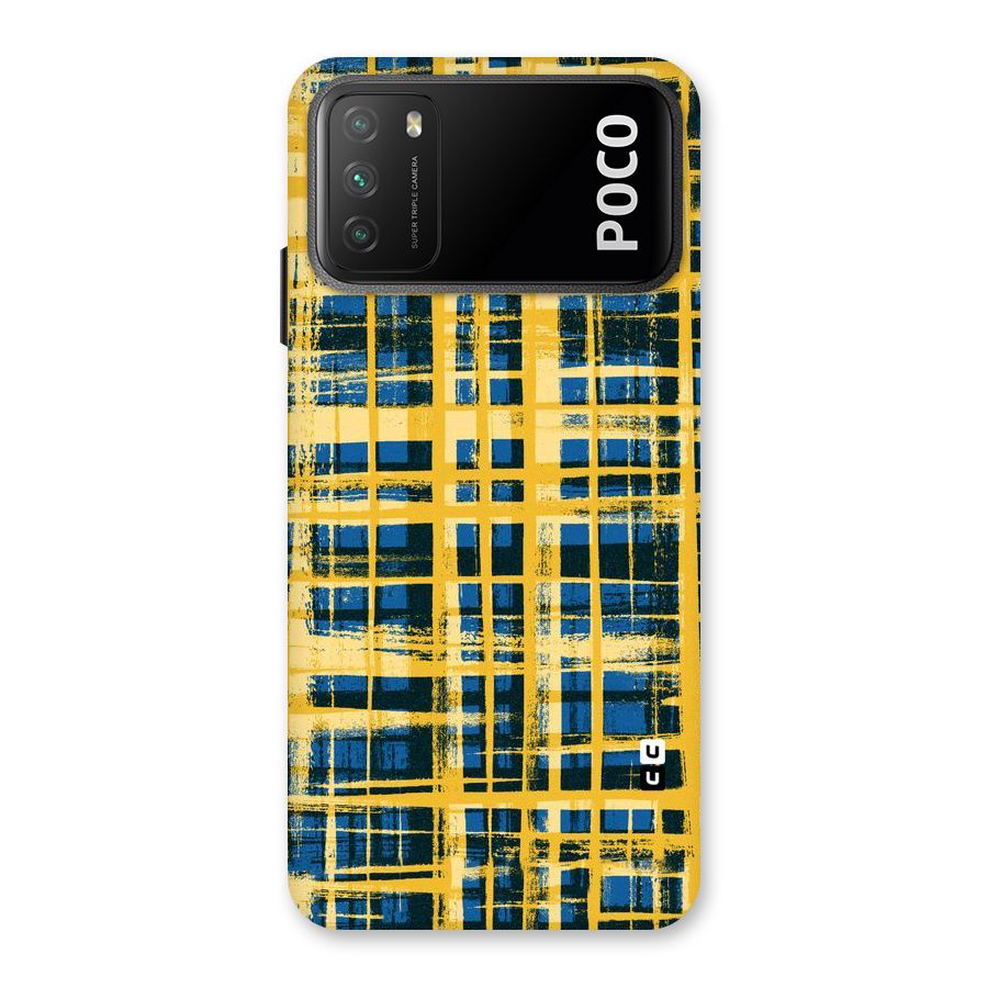 Yellow Rugged Check Design Back Case for Poco M3