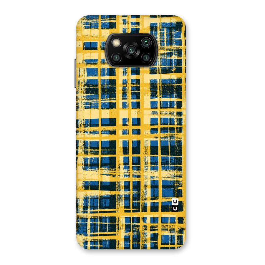 Yellow Rugged Check Design Back Case for Poco X3