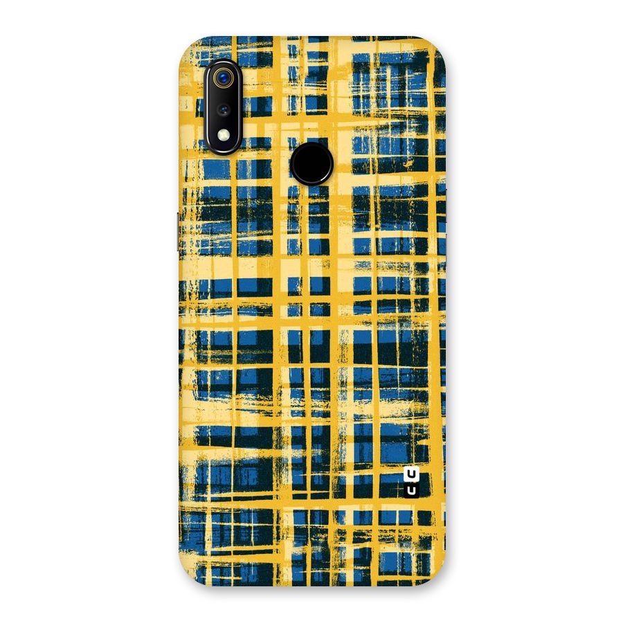 Yellow Rugged Check Design Back Case for Realme 3