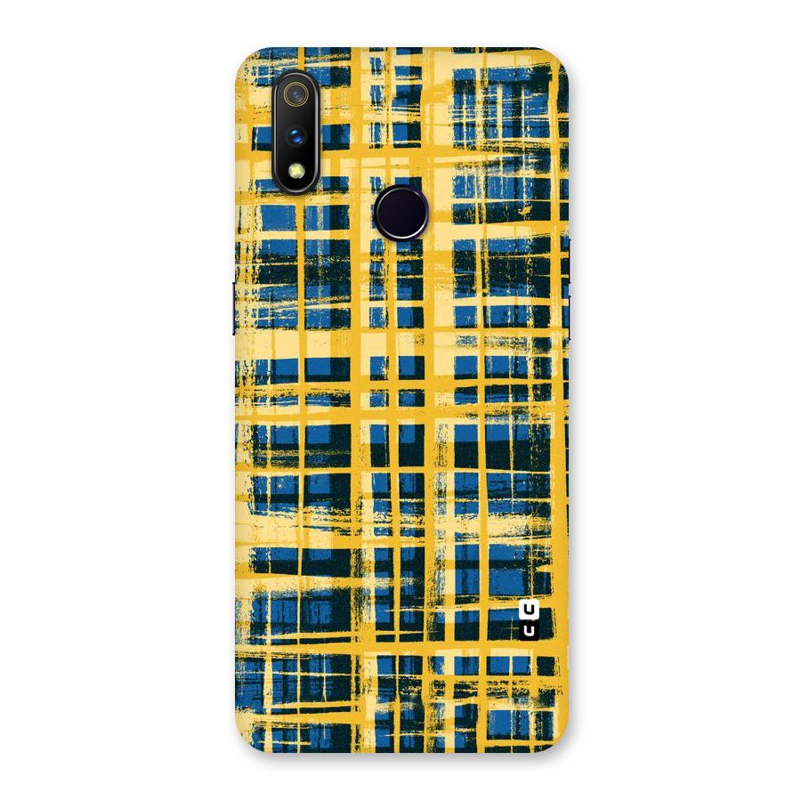 Yellow Rugged Check Design Back Case for Realme 3 Pro