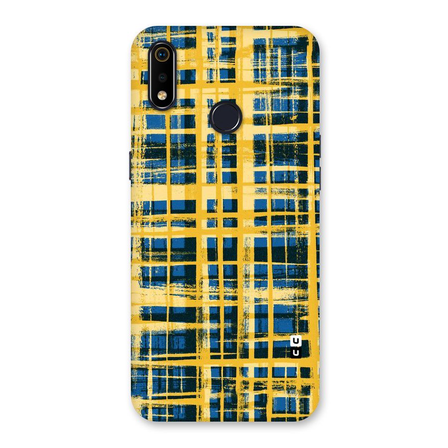 Yellow Rugged Check Design Back Case for Realme 3i